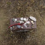 Visitors placed momentos on the indian markers.